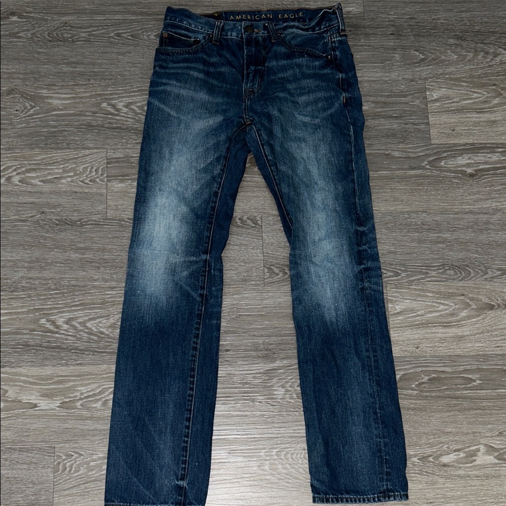 AMERICAN EAGLE Outfitters Men's Dark Blue Straight Jeans